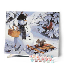 Charger l'image dans la galerie, peinture par numéros | Bonhomme de Neige et Ecureuil | animaux, facile, Noël | FiguredArt
