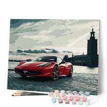 Charger l'image dans la galerie, peinture par numéros | Ferrari rouge | intermédiaire, ville | FiguredArt