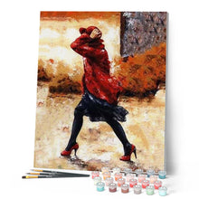 Charger l'image dans la galerie, peinture par numéros | Femme tenant son Chapeau | intermédiaire, romantique | FiguredArt
