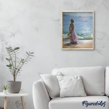 Charger l'image dans la galerie, peinture par numéros | Jeune Femme à la Plage | bateaux, intermédiaire, paysages, romantique | FiguredArt