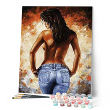 Charger l'image dans la galerie, peinture par numéros | En Jeans de Dos | complexe, france, nu, romantique | FiguredArt