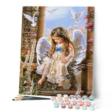 Charger l'image dans la galerie, peinture par numéros | Petit Ange Lapin et Colombes | animaux, complexe, oiseaux, religion, romantique | FiguredArt