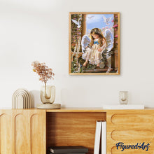 Charger l'image dans la galerie, peinture par numéros | Petit Ange Lapin et Colombes | animaux, complexe, oiseaux, religion, romantique | FiguredArt