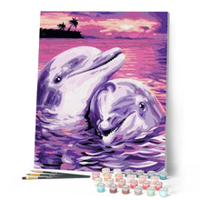 Charger l'image dans la galerie, peinture par numéros | Couple de Dauphins | animaux, dauphins, facile | FiguredArt