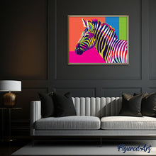 Charger l'image dans la galerie, peinture par numéros | Zèbre Pop Art | animaux, facile, Pop Art, zèbres | FiguredArt