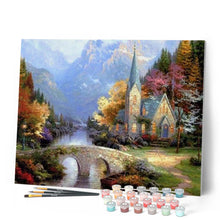 Charger l'image dans la galerie, peinture par numéros | Petite Eglise près de la Rivière | complexe, paysages | FiguredArt