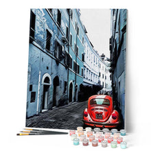 Charger l'image dans la galerie, peinture par numéros | La Voiture Rouge | intermédiaire, ville, voitures et motos | FiguredArt