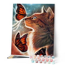 Charger l'image dans la galerie, peinture par numéros | Le Chat et les Papillons | animaux, chats, complexe, papillons | FiguredArt