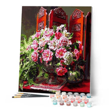 Charger l'image dans la galerie, peinture par numéros | Fleurs et paravent chinois | complexe, fleurs | FiguredArt