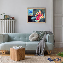 Charger l'image dans la galerie, peinture par numéros | Femme songeuse près de la Fenêtre | intermédiaire, portrait, romantique | FiguredArt