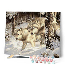 Charger l'image dans la galerie, peinture par numéros | Loups guettant dans la Neige | animaux, complexe, loups | FiguredArt