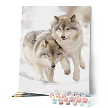 Charger l'image dans la galerie, peinture par numéros | Loups jouant dans la Neige | animaux, complexe, loups | FiguredArt