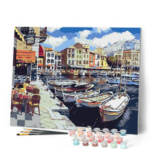 Charger l'image dans la galerie, peinture par numéros | Bateaux au Port | bateaux, complexe, paysages | FiguredArt
