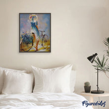 Charger l'image dans la galerie, peinture par numéros | Jeune femme à bicyclette | intermédiaire, nouveautés, romantique | FiguredArt