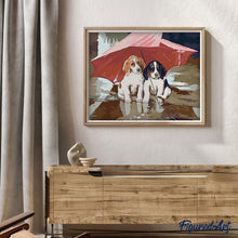 Charger l'image dans la galerie, peinture par numéros | Deux chiots sous un Parapluie | animaux, chiens, facile | FiguredArt