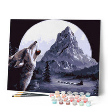 Charger l'image dans la galerie, peinture par numéros | Loup hurlant au Ciel | animaux, intermédiaire, loups | FiguredArt