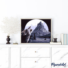 Charger l'image dans la galerie, peinture par numéros | Loup hurlant au Ciel | animaux, intermédiaire, loups | FiguredArt