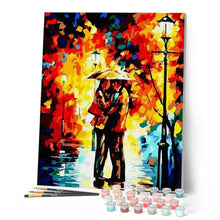 Charger l'image dans la galerie, peinture par numéros | Enlacés sous la Pluie | intermédiaire, romantique | FiguredArt