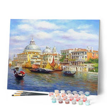 Charger l'image dans la galerie, peinture par numéros | Gondolier à Venise | bateaux, complexe, paysages, ville | FiguredArt