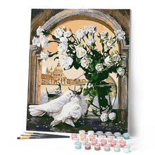 Charger l'image dans la galerie, peinture par numéros | Colombes de la paix | facile, fleurs | FiguredArt