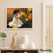 Charger l'image dans la galerie, peinture par numéros | Petite Fille cueillant des Fleurs | facile, fleurs, romantique | FiguredArt