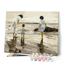 Charger l'image dans la galerie, peinture par numéros | Mère et Enfants à la Plage | facile, paysages, vintage | FiguredArt