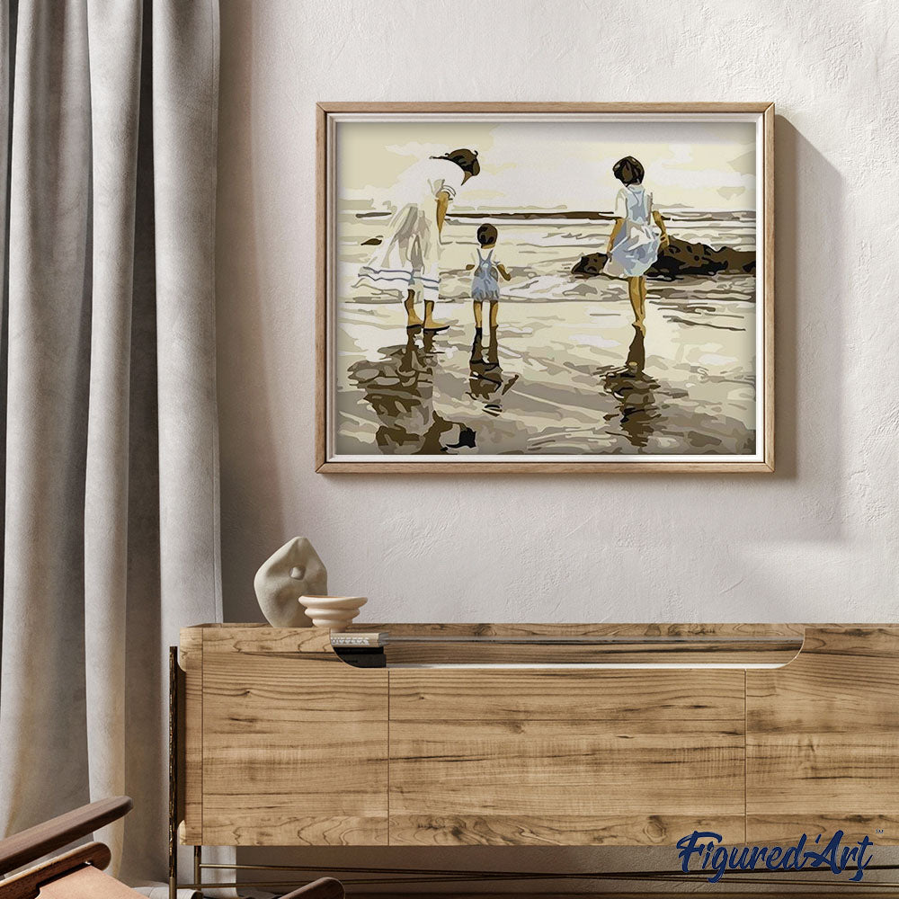 Peinture par numéros - Mère et Enfants à la Plage – Figured'Art Peinture par numéros - Mère et Enfants à la Plage – Figured'Art