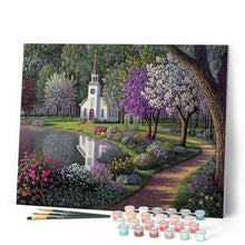 Charger l'image dans la galerie, peinture par numéros | Petite Eglise blanche | complexe, paysages | FiguredArt