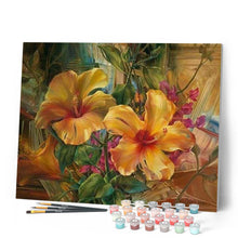 Charger l'image dans la galerie, peinture par numéros | Hibiscus orangés | fleurs, intermédiaire | FiguredArt