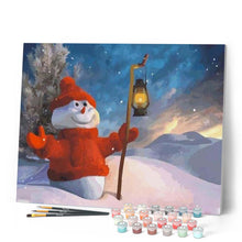 Charger l'image dans la galerie, peinture par numéros | Bonhomme de Neige et sa Lanterne | facile, Noël | FiguredArt