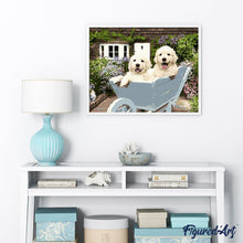 Charger l'image dans la galerie, peinture par numéros | Deux Chiots dans une Brouette | animaux, chiens, facile | FiguredArt