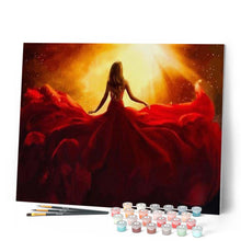 Charger l'image dans la galerie, peinture par numéros | Jolie Robe Rouge | danse, intermédiaire, romantique | FiguredArt