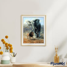 Charger l'image dans la galerie, peinture par numéros | Lion et Eléphant | animaux, complexe, lions, éléphants | FiguredArt