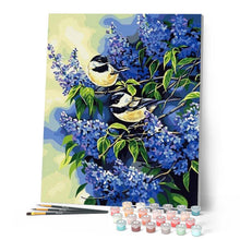 Charger l'image dans la galerie, peinture par numéros | Deux Oiseaux sur une Branche de Lilas | animaux, facile, oiseaux | FiguredArt