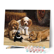 Charger l'image dans la galerie, peinture par numéros | Chiots joueurs | animaux, chiens, complexe | FiguredArt