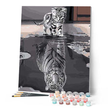 Charger l'image dans la galerie, peinture par numéros | Chaton Reflet Tigre | animaux, chats, facile, france, tigres | FiguredArt