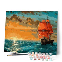 Charger l'image dans la galerie, peinture par numéros | Voilier au Lever de Soleil | bateaux, complexe | FiguredArt