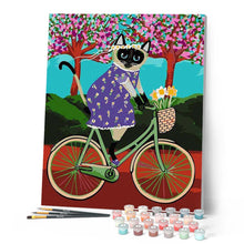 Charger l'image dans la galerie, peinture par numéros | Chat noir à Bicyclette | abstrait, animaux, chats, facile, nouveautés | FiguredArt