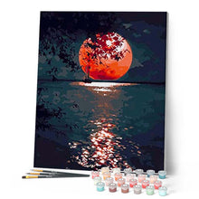 Charger l'image dans la galerie, peinture par numéros | Lune rouge sur le Lac | facile, nouveautés, paysages | FiguredArt