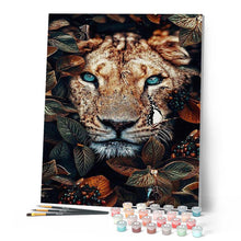 Charger l'image dans la galerie, peinture par numéros | Panthère et Feuillage | animaux, complexe, fleurs, nouveautés, panthère | FiguredArt