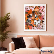 Charger l'image dans la galerie, peinture par numéros | Tigre et Fleurs | animaux, complexe, fleurs, nouveautés, tigres | FiguredArt