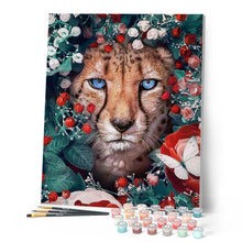 Charger l'image dans la galerie, peinture par numéros | Panthère Fleurs et Papillon | animaux, complexe, fleurs, nouveautés, panthère | FiguredArt