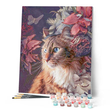 Charger l'image dans la galerie, peinture par numéros | Chat Fleurs et Papillon | animaux, chats, complexe, nouveautés | FiguredArt