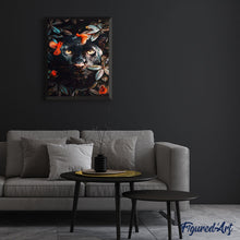Charger l'image dans la galerie, peinture par numéros | Panthère noire Feuillage et Oiseaux | animaux, intermédiaire, nouveautés, oiseaux, panthère | FiguredArt