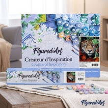 Charger l'image dans la galerie, peinture par numéros | Panthère Feuillage et Fleurs | animaux, fleurs, intermédiaire, nouveautés, panthère | FiguredArt