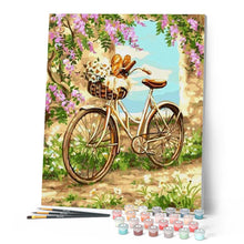 Charger l'image dans la galerie, peinture par numéros | Fleurs et Bicyclette | fleurs, intermédiaire, paysages | FiguredArt