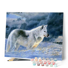 Charger l'image dans la galerie, peinture par numéros | Loup solitaire dans la Neige | animaux, complexe, loups | FiguredArt