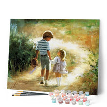 Charger l'image dans la galerie, peinture par numéros | Frère et Soeur en Promenade | complexe, romantique | FiguredArt
