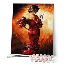 Charger l'image dans la galerie, peinture par numéros | Femme en rouge sexy | complexe, romantique | FiguredArt