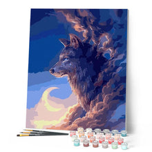 Charger l'image dans la galerie, peinture par numéros | Loup et Lune | animaux, facile, loups | FiguredArt